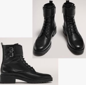 Massimo Dutti black leather moto/classic boots